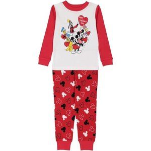 NEW With Tags Disney 100% Cotton Pajama Set Mickey Minnie Mouse 2-Piece